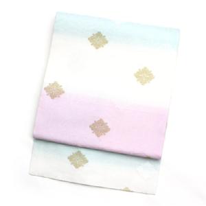 ピンクベージュの刺繍絽の名古屋帯(夏用)