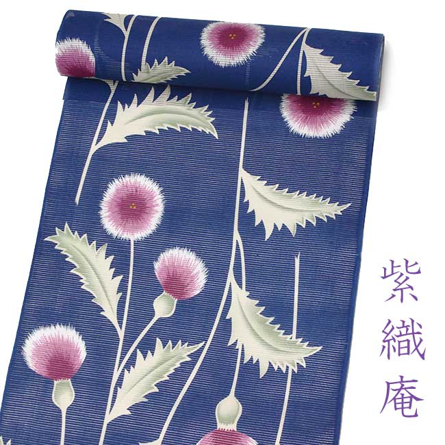 【大正友禅】紫織庵-綿絽地浴衣新あざみ・藍色